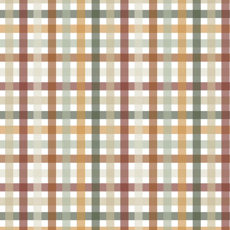 A warm-toned gingham fabric featuring a check pattern in rust, mustard, sage green and cream. A gender-neutral design perfect for autumn children’s clothing.