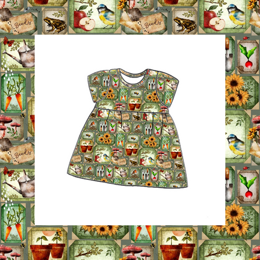 Short Sleeved Gathered Dress - Country Garden Scrapbook