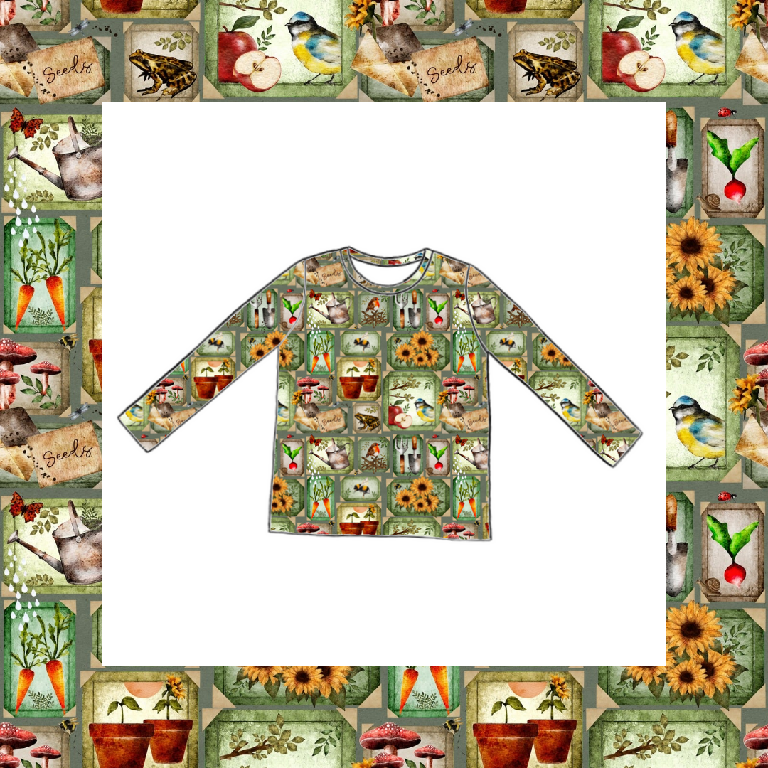 Long Sleeved T-shirt - Country Garden Scrapbook