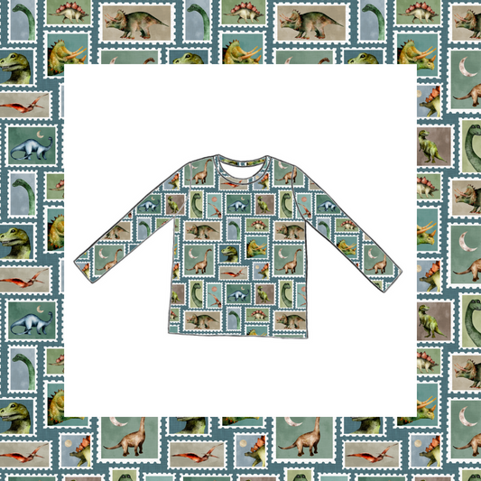 Long Sleeved T-shirt - Prehistoric Stamps