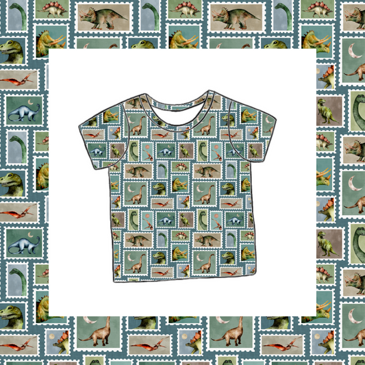 Short Sleeved T-Shirt - Prehistoric Stamps