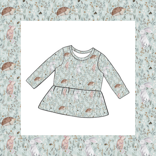 Long Sleeved Peplum Top - Wildflower Meadow