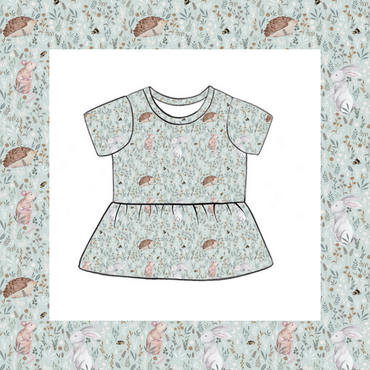 Short Sleeved Peplum Top - Wildflower Meadow