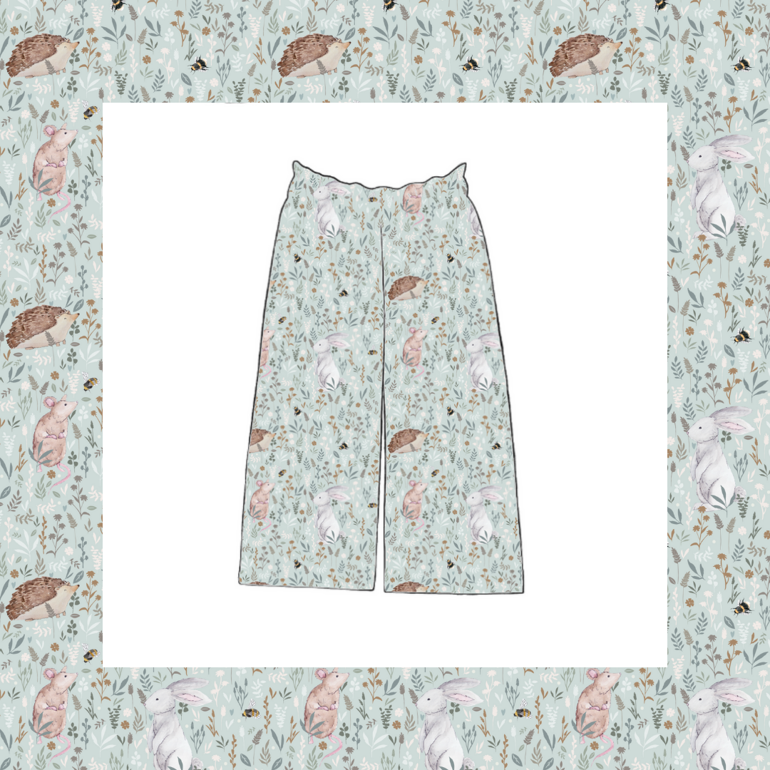 Wide Leg Paperbag Trousers - Wildflower Meadow