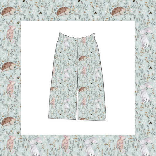 Wide Leg Paperbag Trousers - Wildflower Meadow