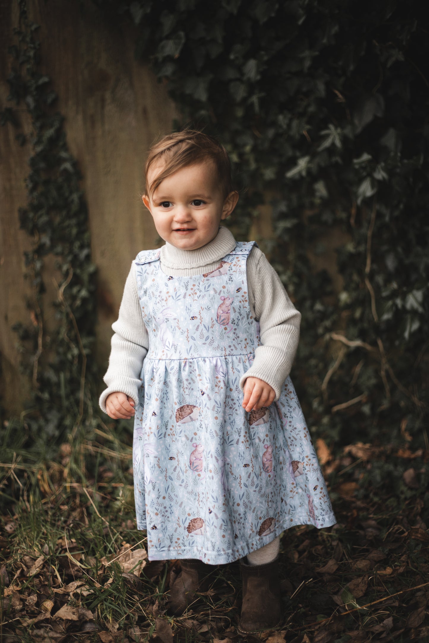 Short Sleeved Gathered Dress - Wildflower Meadow