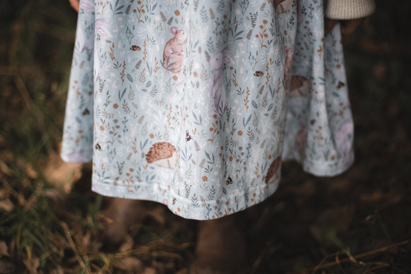 Long Sleeved Gathered Dress - Wildflower Meadow