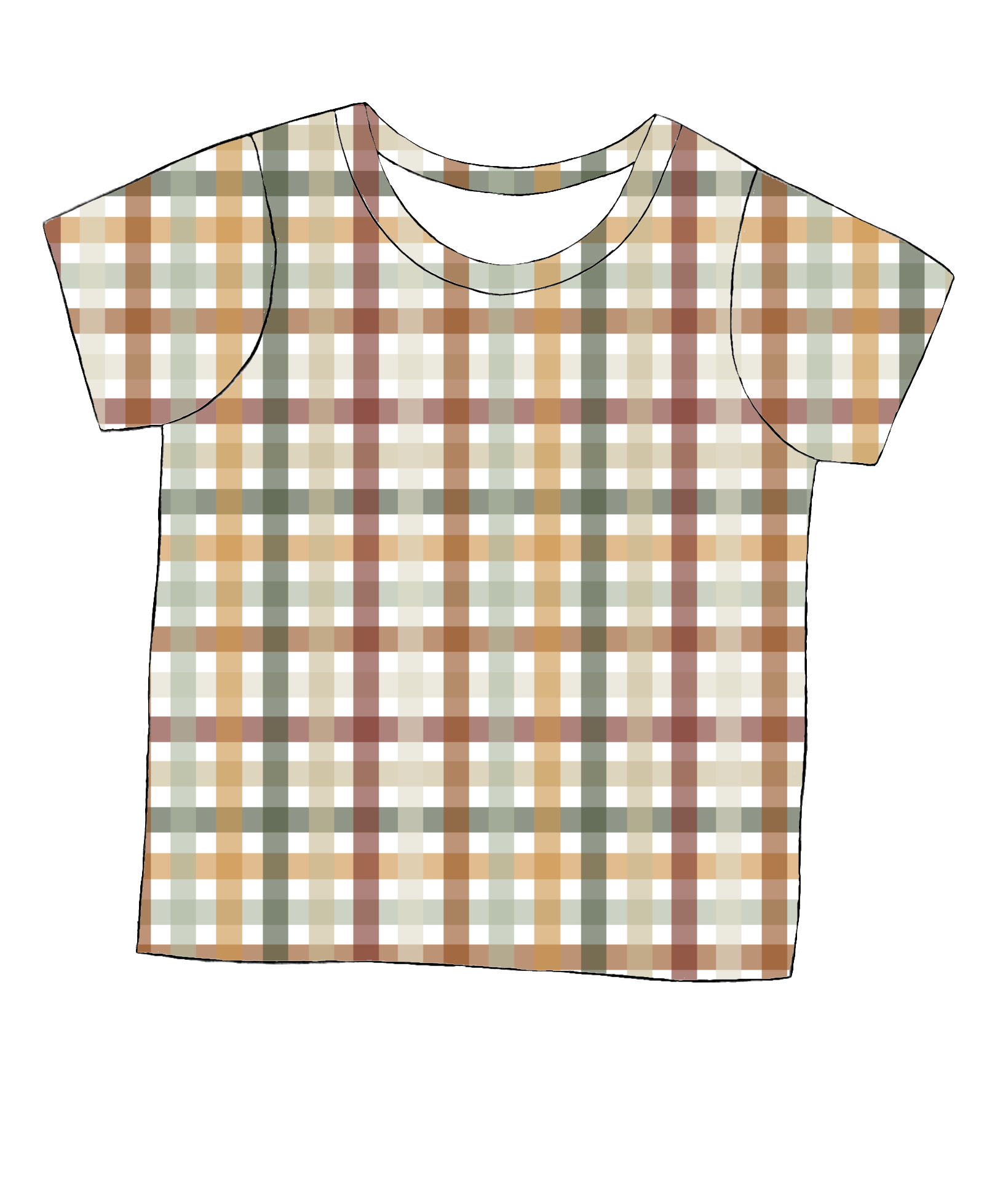Short sleeve handmade T-shirt in Harvest Gingham – cosy jersey check in autumnal tones.